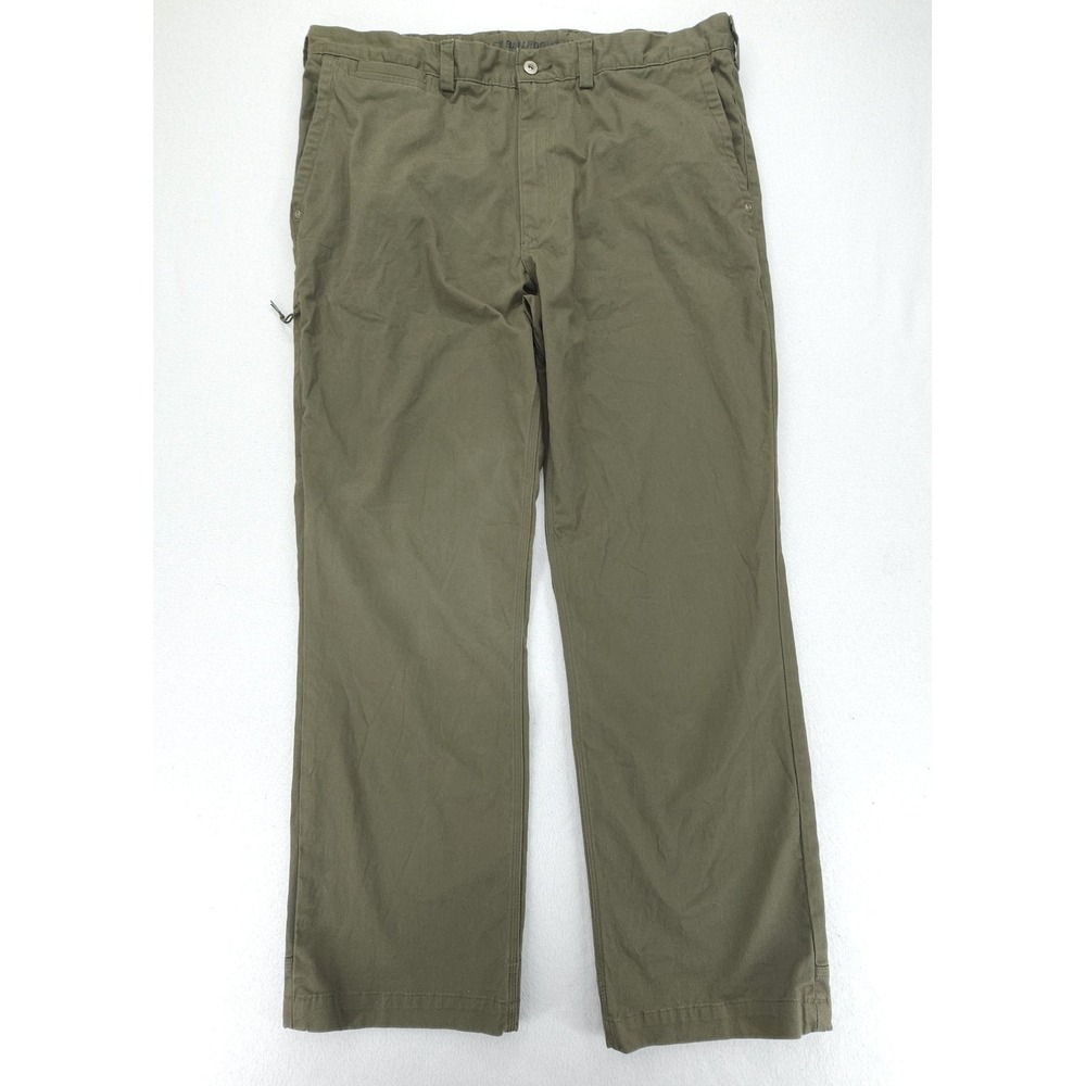 Duluth Trading Khaki Pants Mens 40x32 Olive Green Flex Ballroom Stretch Workwear